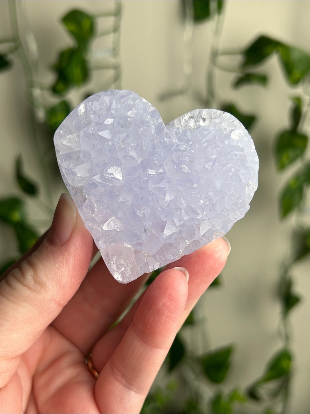 Blue Lace Agate + Amethyst Heart E